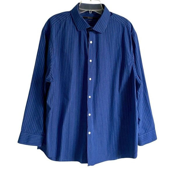 Perry Ellis Portfolio Classic Fit Blue Gold Button Down Shirt Neck 17 - Picture 2 of 8